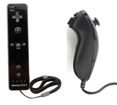 Wi/WiiUi: Nunchuk and Remote controller (black)