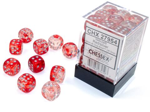 Chessex: 12mm D6 Nebula Red/Silver (36 Dice)
