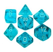 Noppasetti: Chessex Translucent - Polyhedral Teal/White (7)