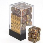 Dice Set: Chessex Lustrous - 16mm D6 Gold/Silver (12)