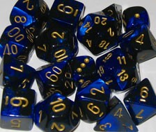 Noppasetti: Chessex Gemini - Polyhedral Black-Blue/Gold (7)