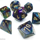 Noppasetti: Chessex LUSTROUS  POLYHEDRAL SHADOW/GOLD  (7)