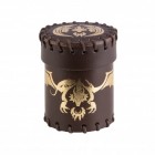 Dice Cup: Flying Dragon Brown & golden Leather