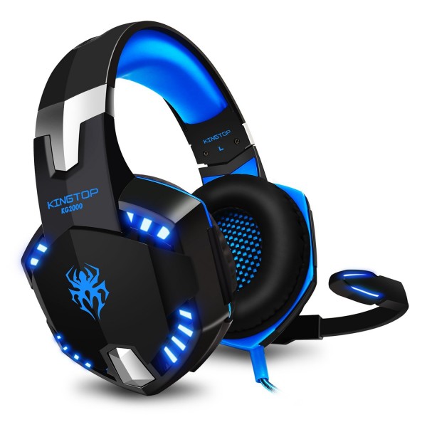 KingTop: Wired Gamer Headphones with LED Light (sininen)  - PC -  Puolenkuun Pelit pelikauppa