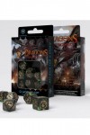 Noppasetti: Dragons - RPG Bottle-green & Gold Dice Set (7)