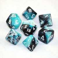 Noppasetti: Chessex Gemini  Polyhedral Black-Shell w/White (7)