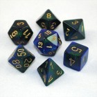 Noppasetti: Chessex Gemini  Polyhedral Blue-Green w/Gold (7)