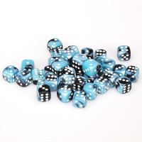 Noppasetti: Chessex Gemini - 12mm D6 Black-Shell w/white (36)