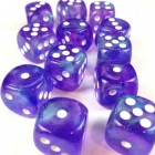 Chessex: Borealis 16mm D6 Purple/White Luminary  (12 Dice)