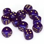 Chessex: Borealis 16mm D6 Royal Purple/Gold Luminary (12 Dice)