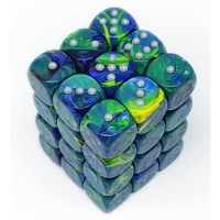 Chessex: Signature 12mm D6 Festive Green/Silver (36 Dice)