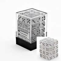 Chessex: Signature 12mm D6 Frosted Clear/Black (36 Dice)