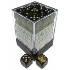 Chessex: Signature 12mm D6 Leaf Black Gold/Silver (36 Dice)