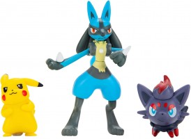 Pokemon: Action Figure 3 Pack - Lucario, Zorua & Pikachu