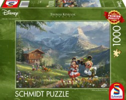 Palapeli: Disney Thomas Kinkade - Mickey and Minnie in the Alps (1000)