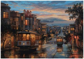 Palapeli:Evgeny Lushpin - San Francisco, Cable Car Heavens (1500)