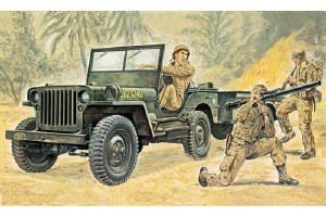 Pienoismalli: Italeri: Willys MB Jeep with Trailer (1:35)