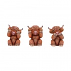 Nemesis Now: Three Wise Highland Cows (9.6cm)