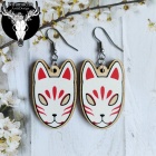 Korvakorut: Kitsune Mask White Earrings (4cm) (Niramuchu)