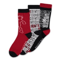 Sukat: Hunter x Hunter - Logo Socks, Red/Black (3-pack) (39-42)