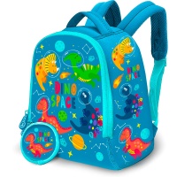 Reppu: Dino Space - Blue Backpack + Purse, Neoprene (25cm)