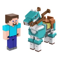 Figu: Minecraft - Steve & Armored Horse, 2-pack (8cm)