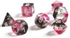Dice Set: Sirius Dice  Polyhedral Clear/Pink w/Black Resin (8)