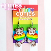 Korvakorut: Cuties Pride 2024 - Rainbow Raccoon Earrings (4.5cm) (Niramuchu)