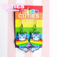 Korvakorut: Cuties Pride 2024 - Rainbow Kitty Earrings (4.5cm) (Niramuchu)
