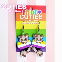 Korvakorut: Cuties Pride 2024 - Nonbinary Raccoon Earrings (4.5cm) (Niramuchu)
