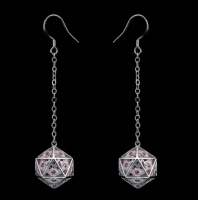 Korvakorut: Dragons Eye - D20 Silver W/Pink Gems