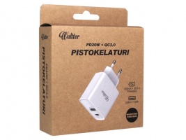 Pistokelaturi: Waltter Eco Pd20W + Qc3.0 (Valkoinen)