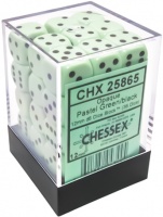 Noppasetti: Chessex Opaque  Pastel Green/Black 12mm D6 (36)