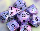 Chessex: Lab Dice - Festive Hydrangea / Black Polyhedral (7)