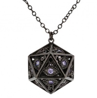 Kaulakoru: Dragons Eye - D20 Gunmetal W/Purple Gems