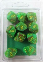 Noppasetti: Chessex Vortex Slime/Yellow d10 Set (10)