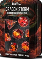 Noppasetti: Red Dragon Inclusion Resin Dice Set (7)