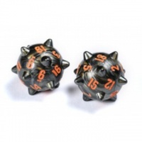 Noppa: PolyHero - Warrior D20 Spiked Balls (2, Steel Grey)