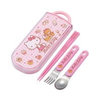 Hello Kitty: Chopsticks & Spoon & Fork Set - Sweety Pink