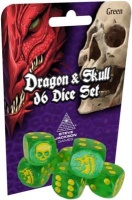 Dragon & Skull D6 Dice Set: Green Glitter